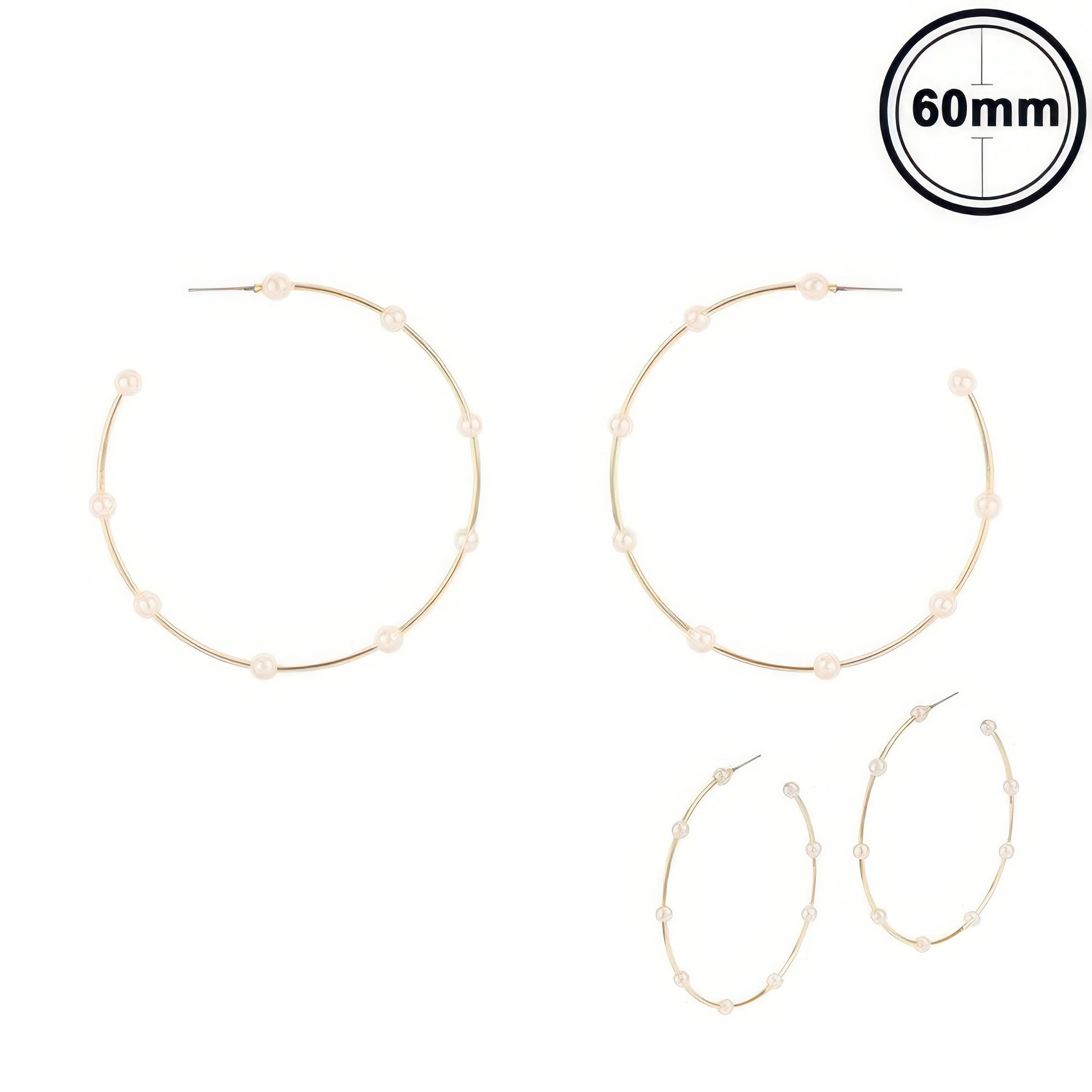 White Pearl Hoop Earrings