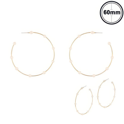 White Pearl Hoop Earrings