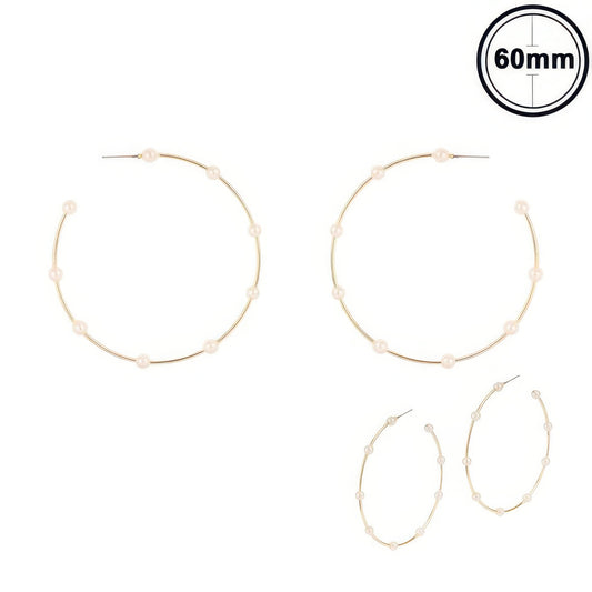 White Pearl Hoop Earrings