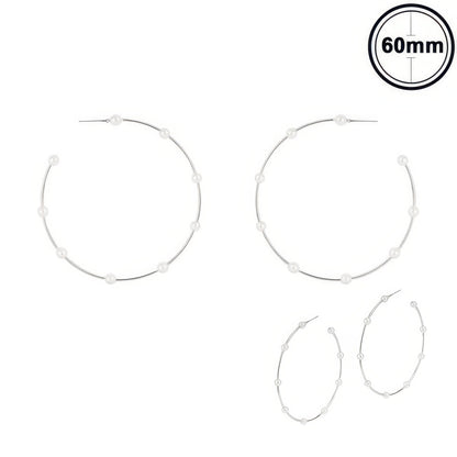 White Pearl Hoop Earrings