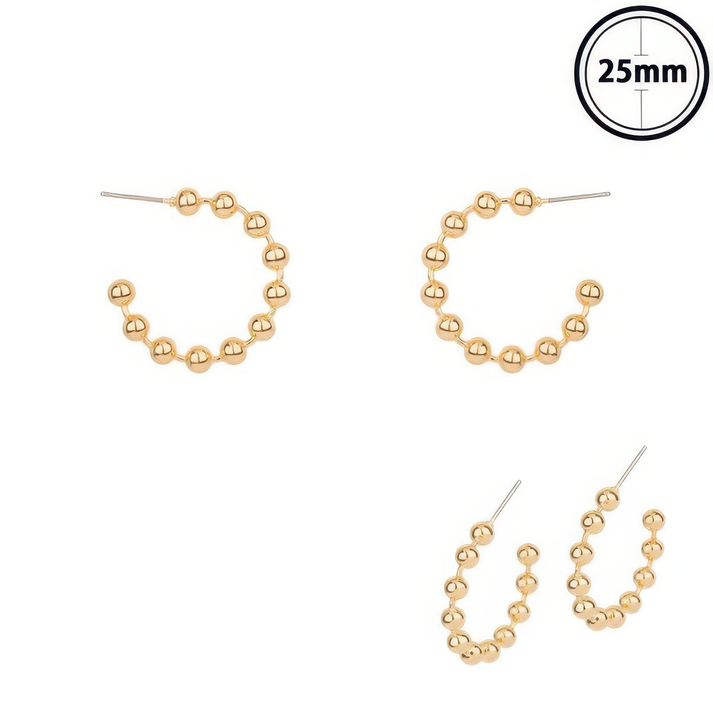 Ball Beaded Hoop Post Earrings