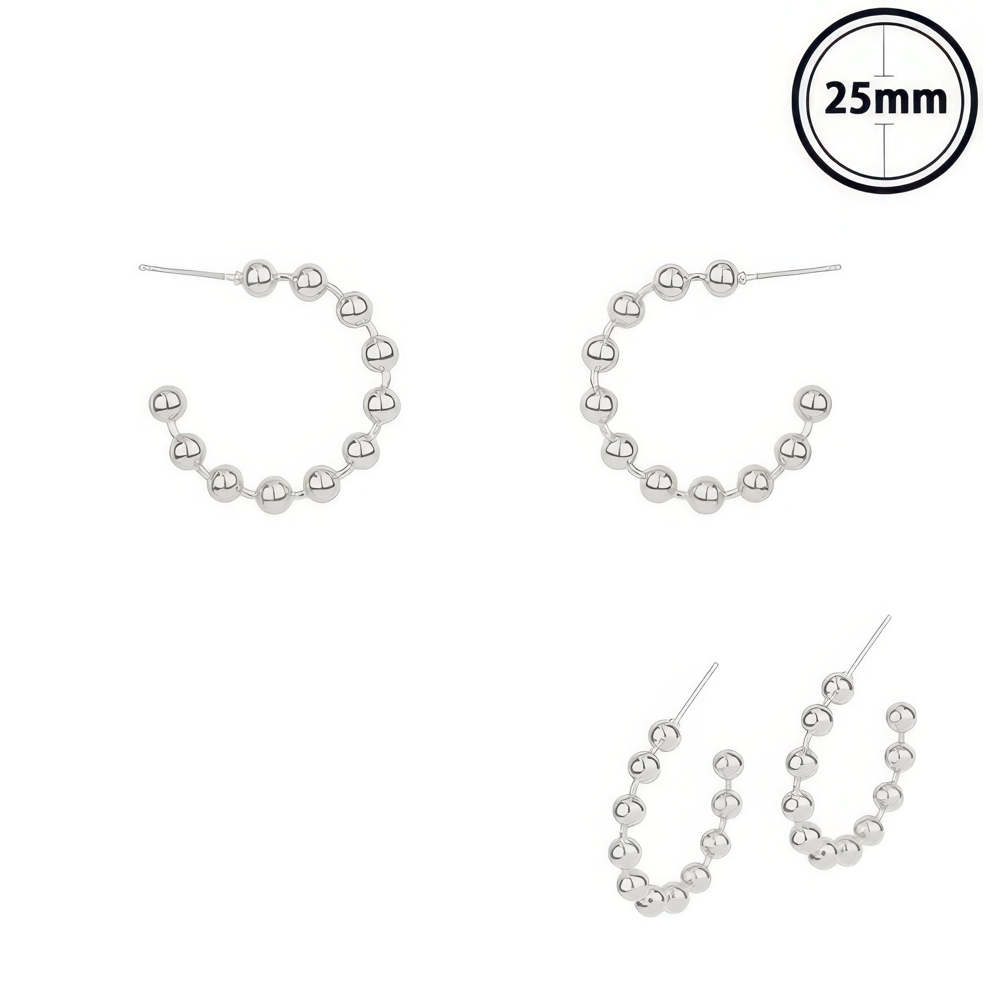 Ball Beaded Hoop Post Earrings