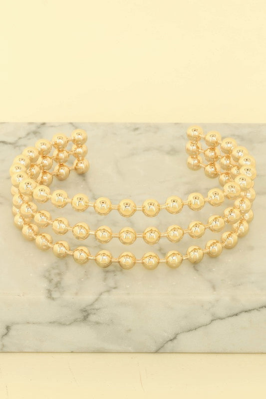 Multi-row Ball Chain Cuff Bracelet