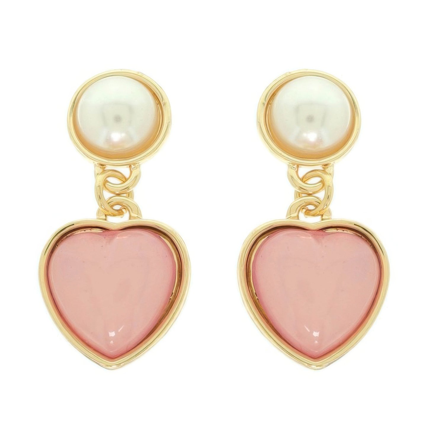 Jeweled Two-tier Heart Earrings