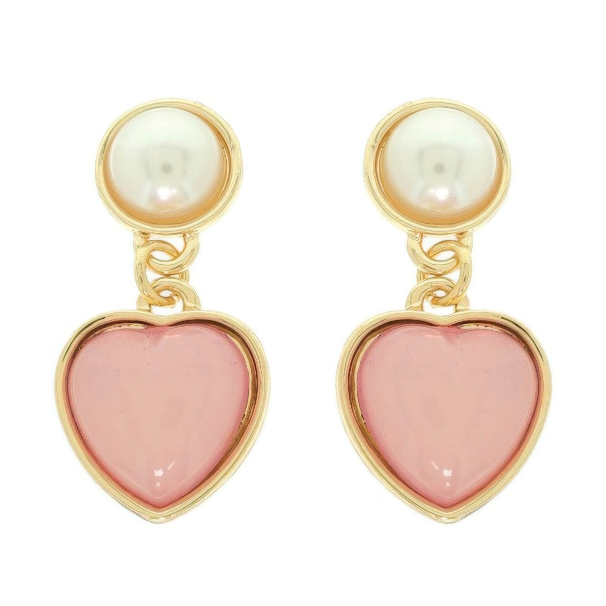 Jeweled Two-tier Heart Earrings
