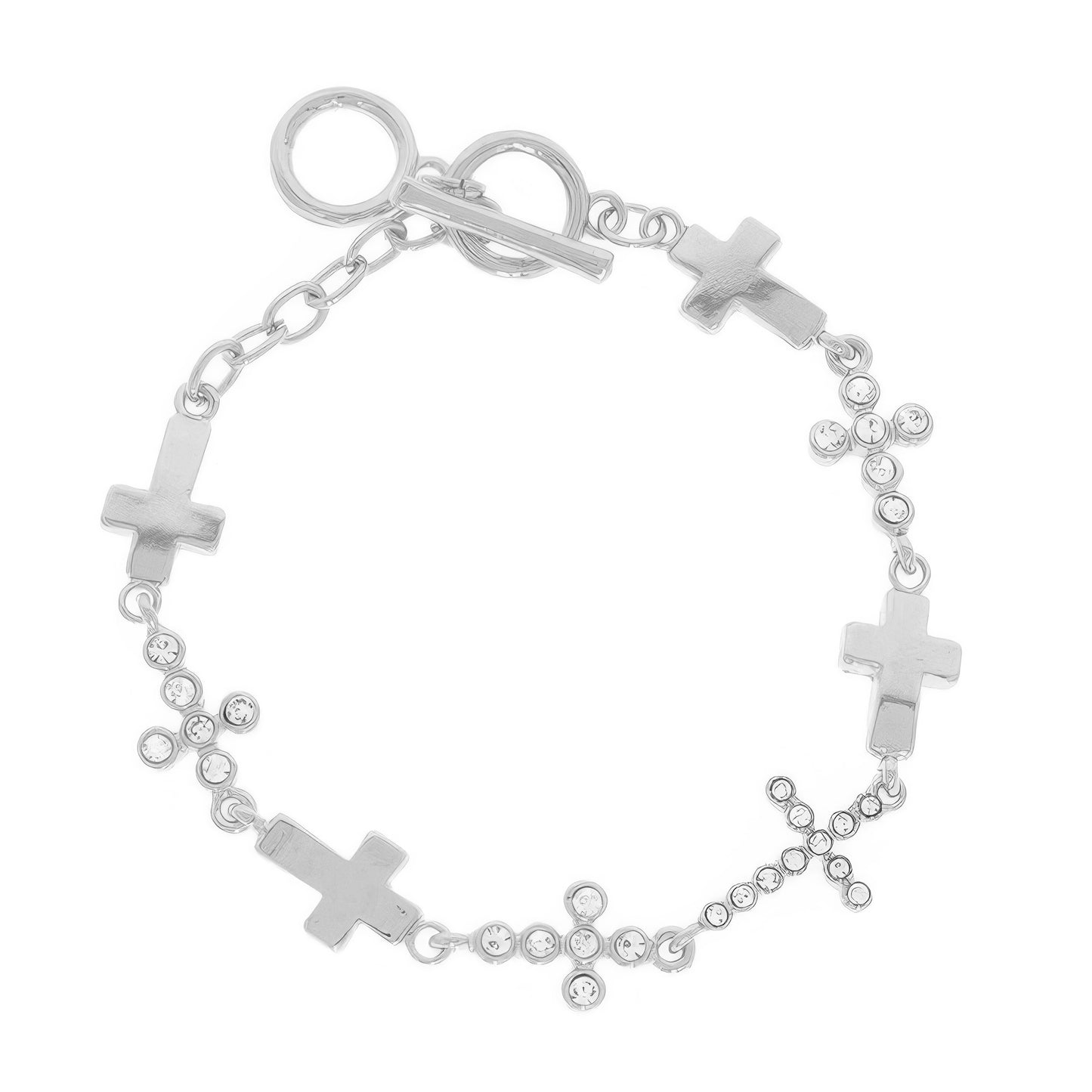 Jeweled Cross Toggle Bracelet