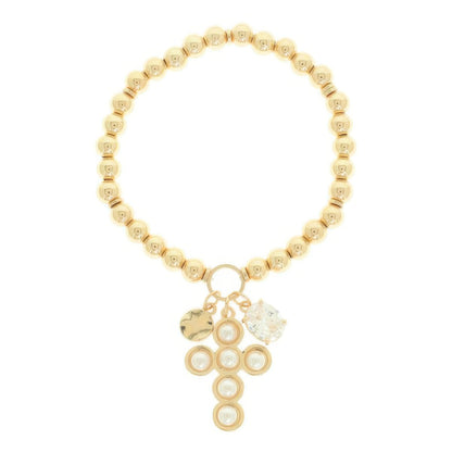 Bezel Jeweled Cross Bracelet