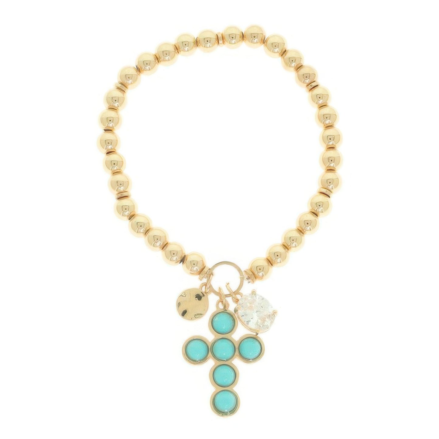 Bezel Jeweled Cross Bracelet