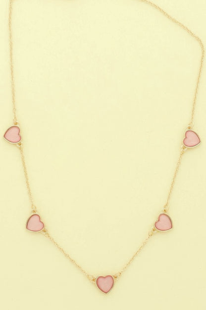 Enamel Heart Staion Necklace