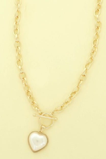 Heart Shape Pearl Pendant Necklace