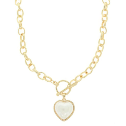 Heart Shape Pearl Pendant Necklace
