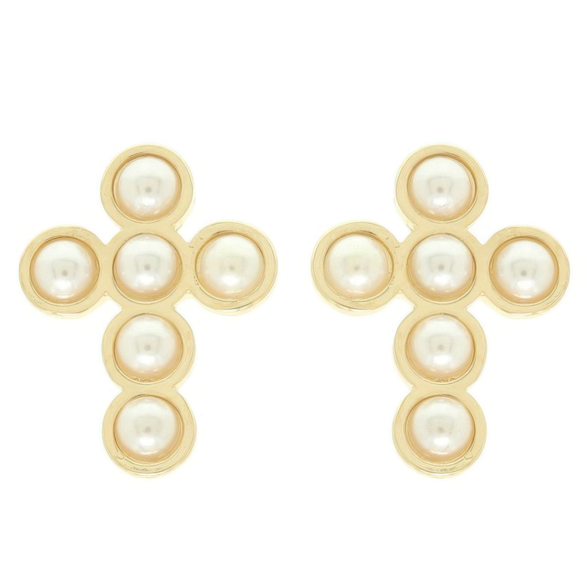 Bezel Jeweled Cross Earrings