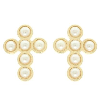 Bezel Jeweled Cross Earrings