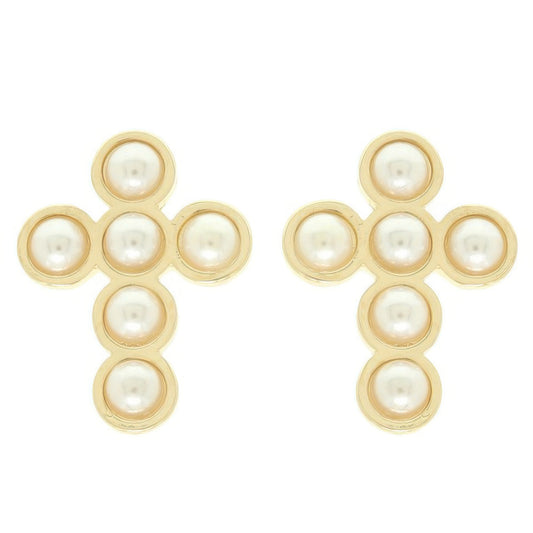 Bezel Jeweled Cross Earrings