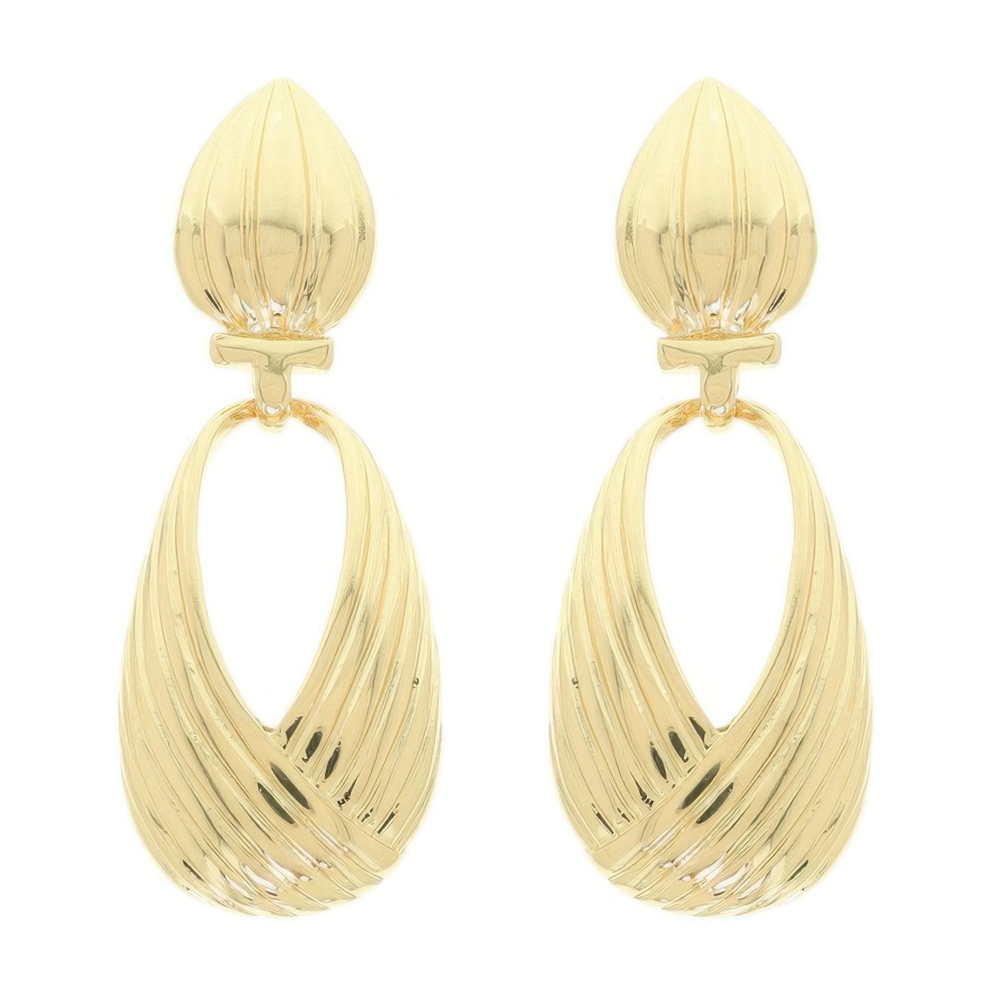 Ridged Teardrop Post Earrings