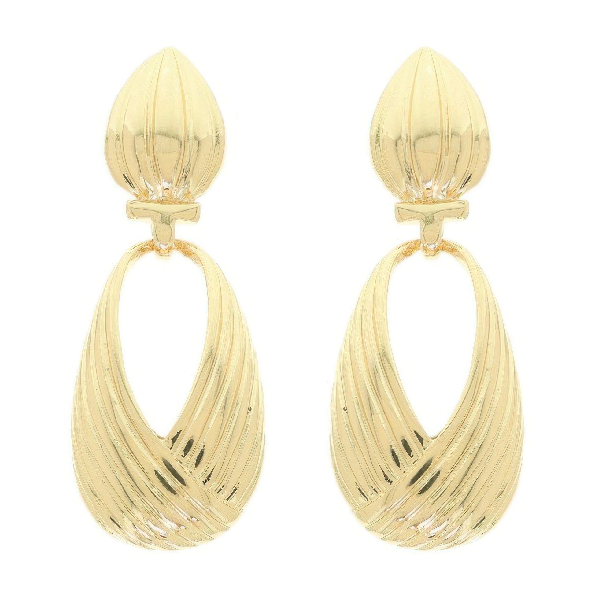 Ridged Teardrop Post Earrings