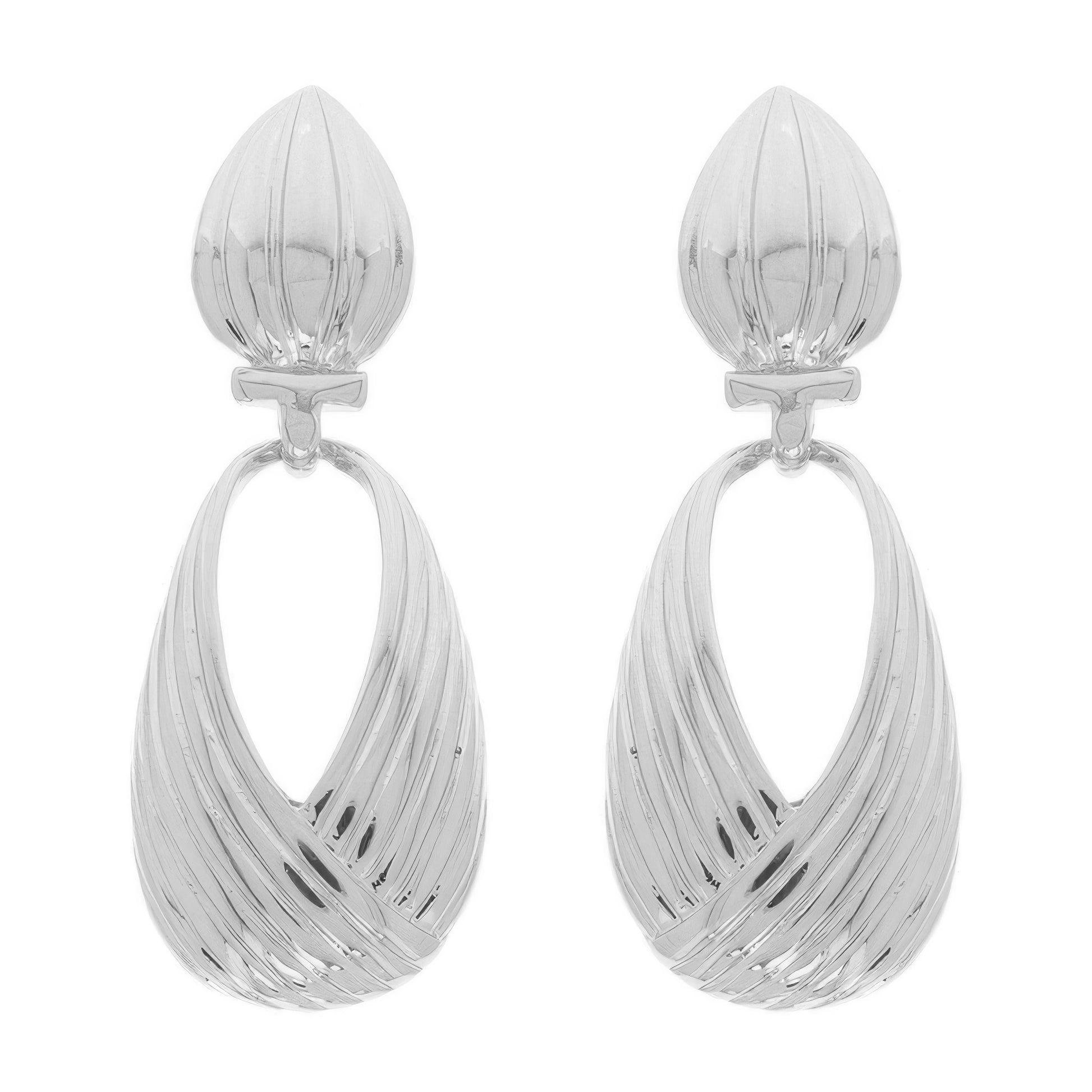 Ridged Teardrop Post Earrings