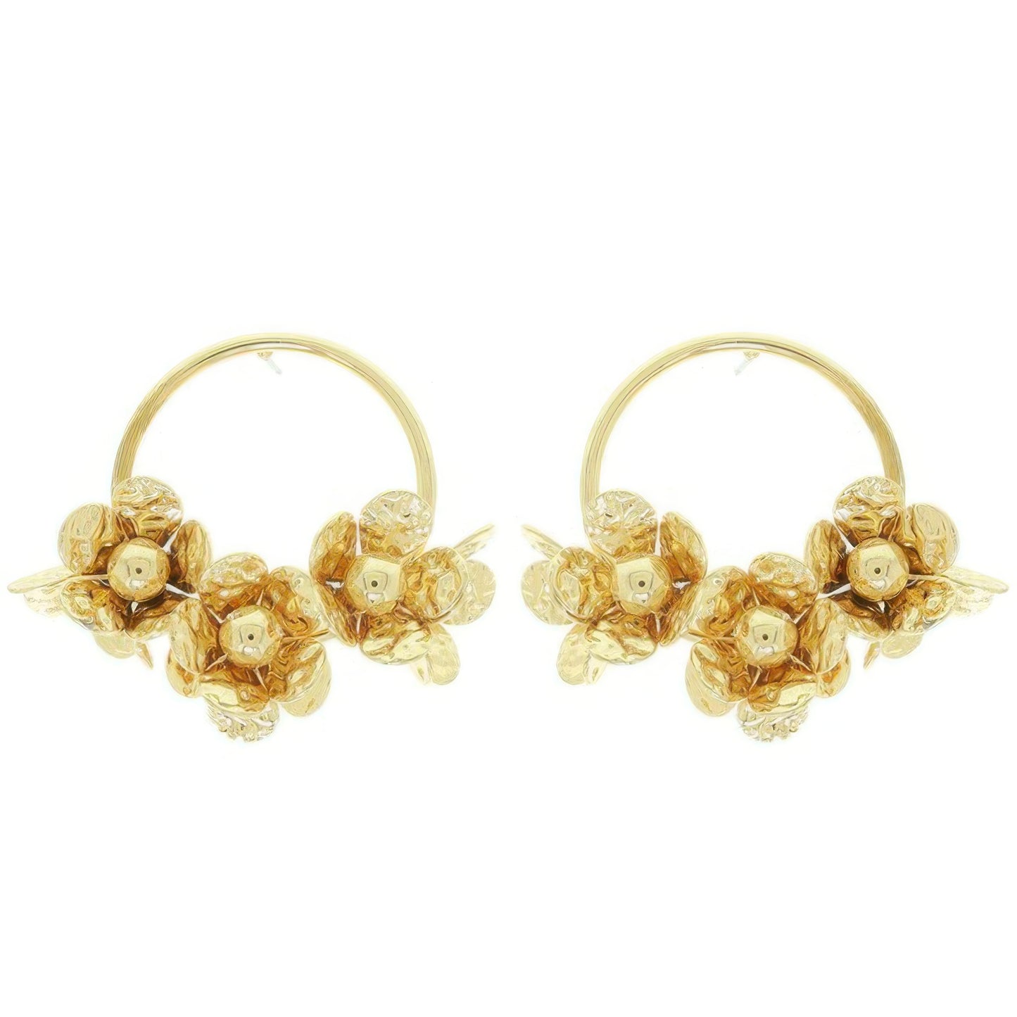 Floral Hoop Post Earrings