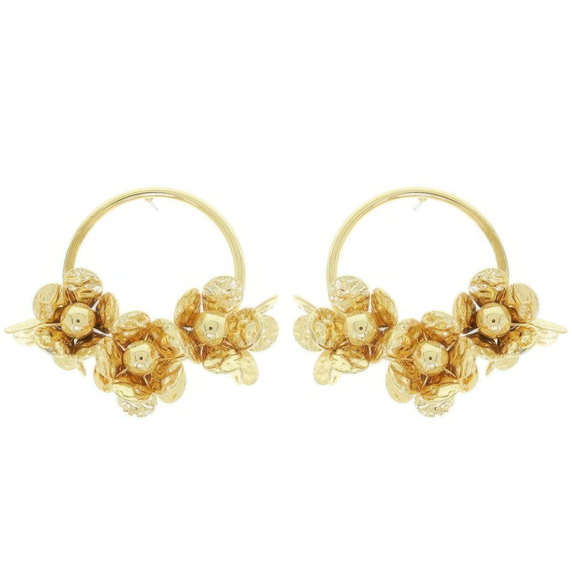 Floral Hoop Post Earrings