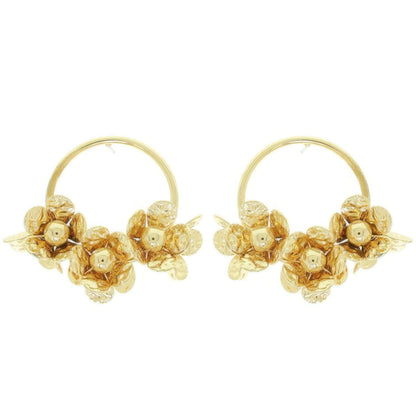 Floral Hoop Post Earrings