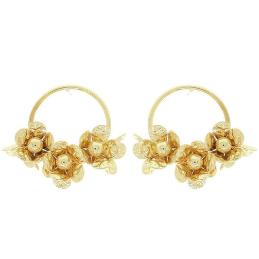 Floral Hoop Post Earrings
