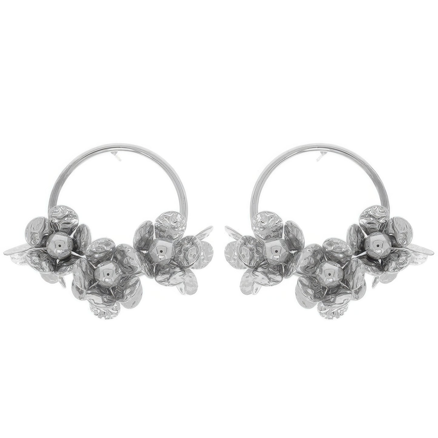 Floral Hoop Post Earrings