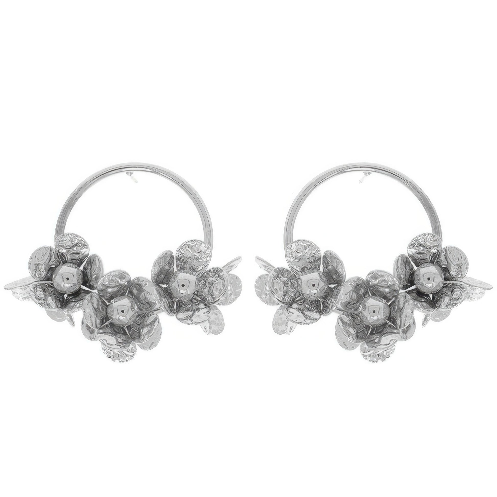 Floral Hoop Post Earrings