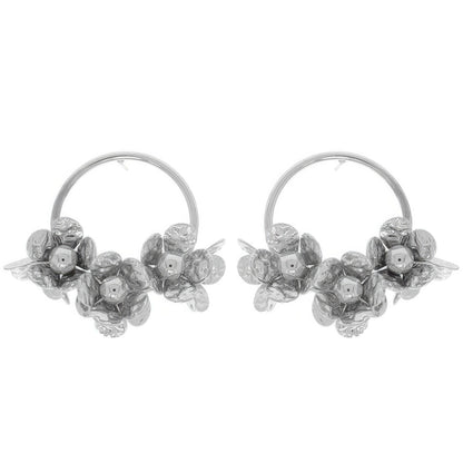 Floral Hoop Post Earrings