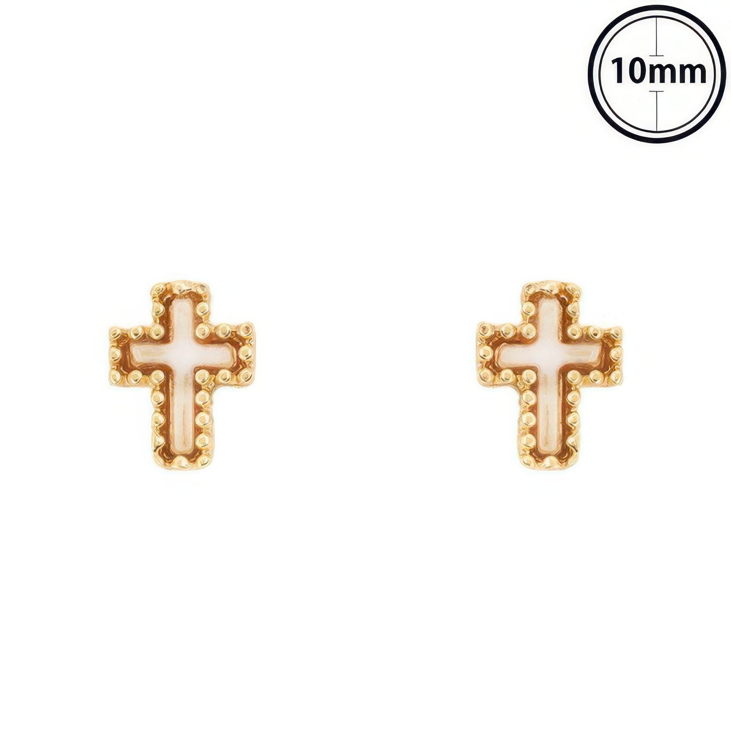 Pearlescent Enamel Inlay Cross Post Earrings