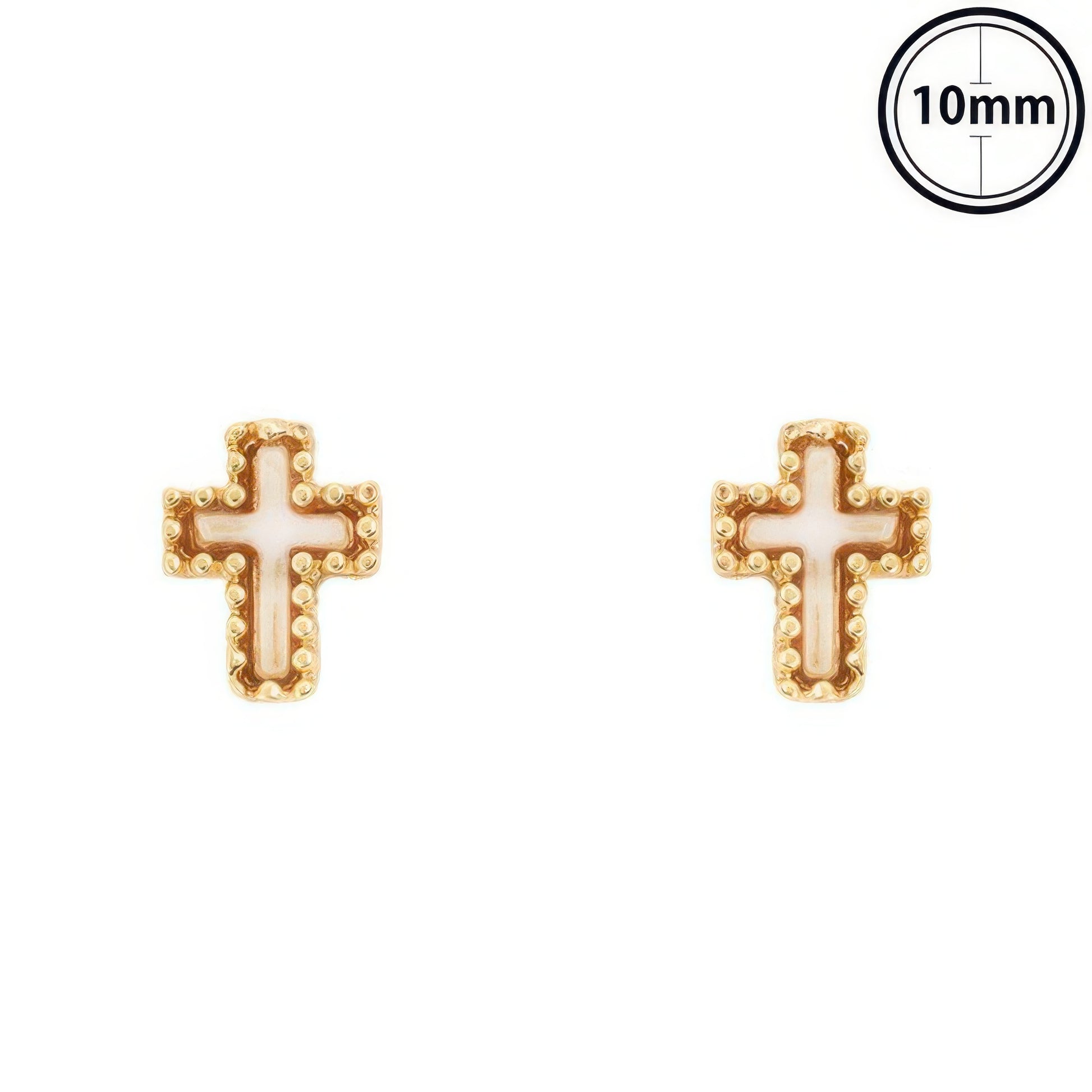 Pearlescent Enamel Inlay Cross Post Earrings