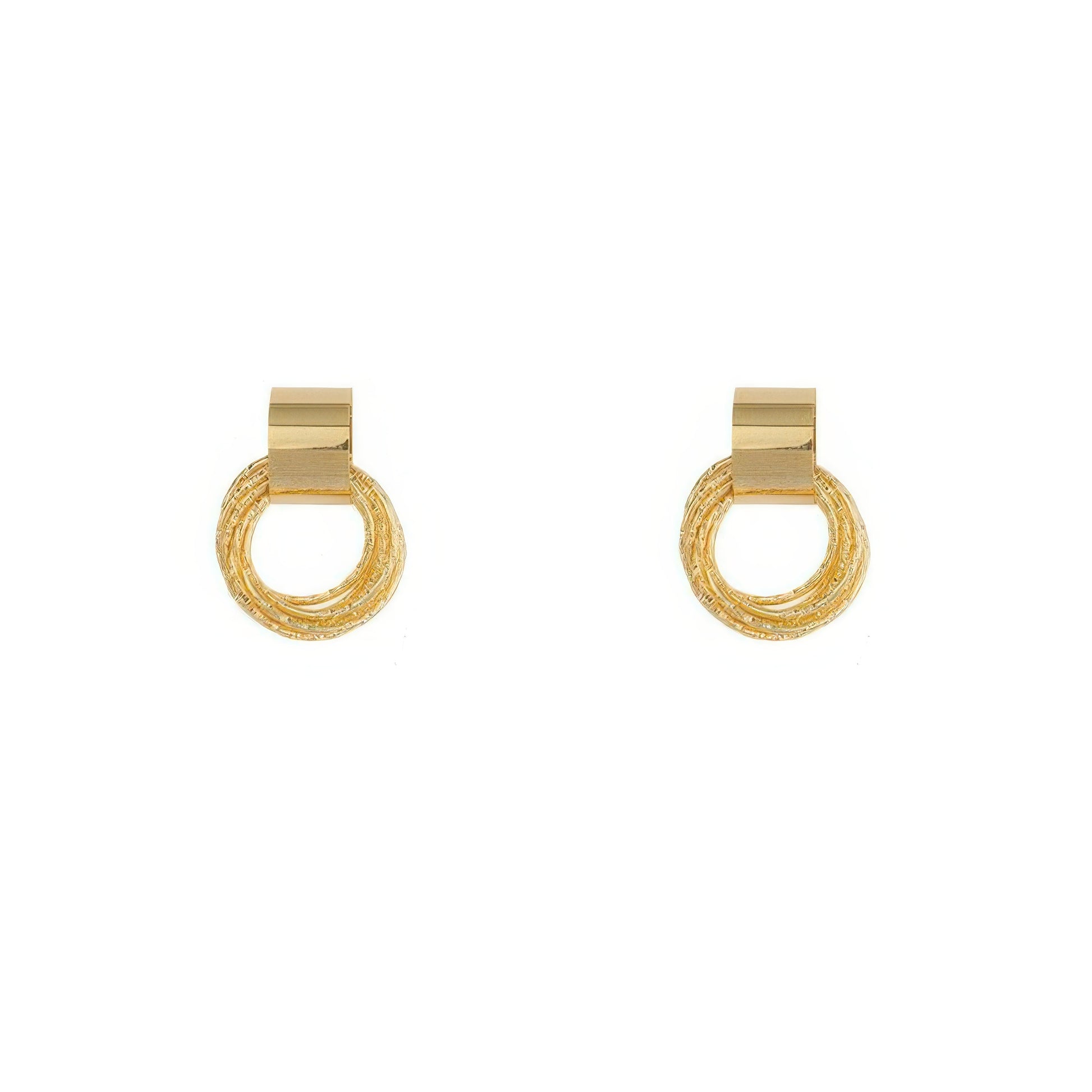 Gold Plated Layered Hoop Post Earrings