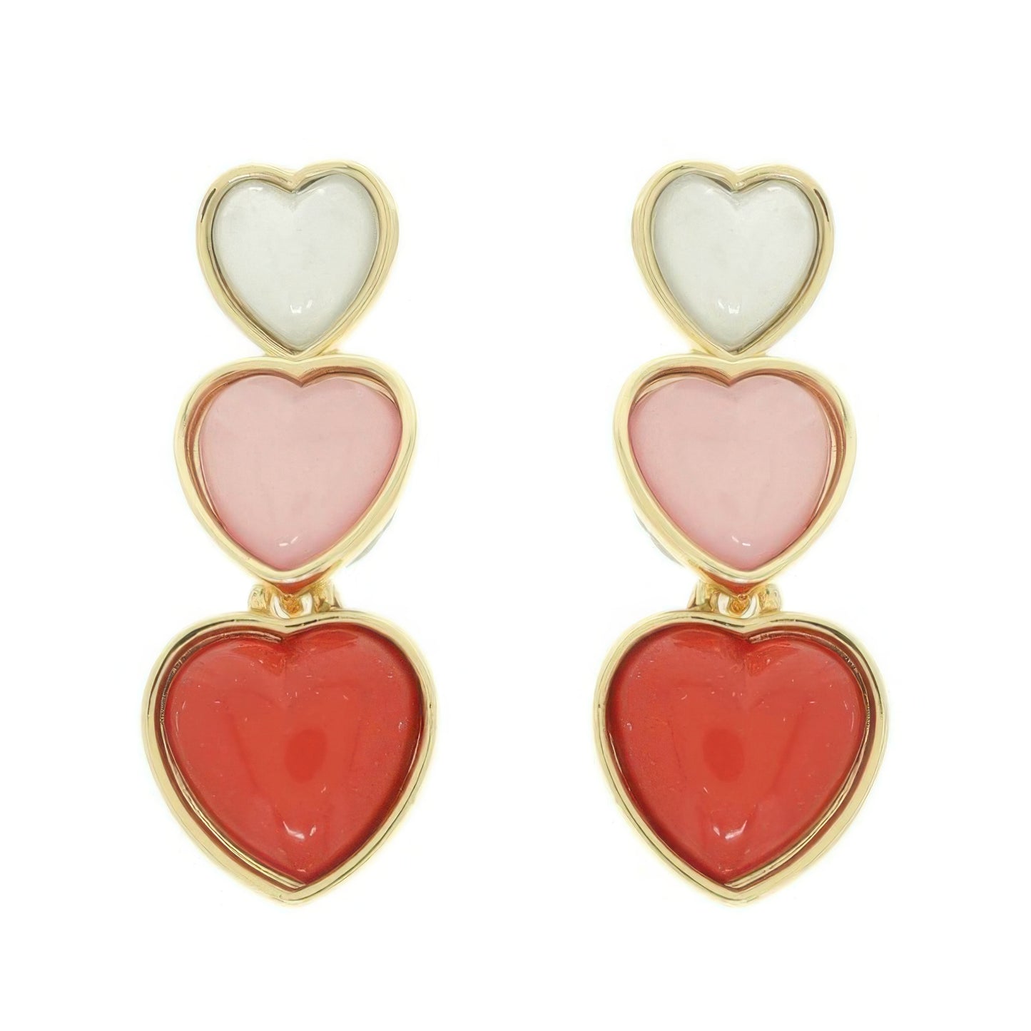 Jeweled Multi-tiered Heart Earrings