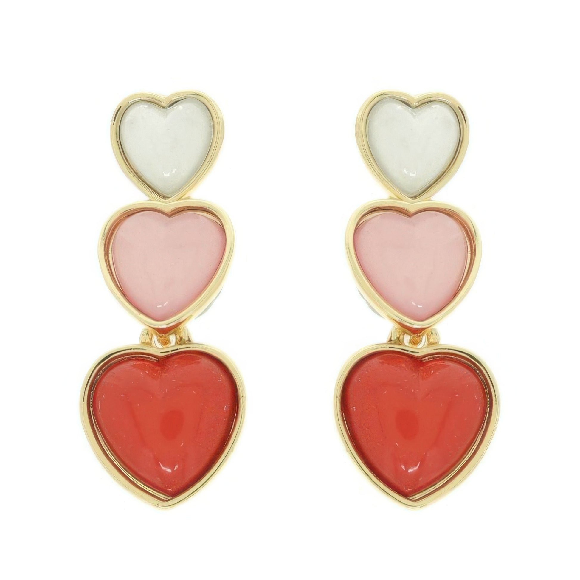 Jeweled Multi-tiered Heart Earrings