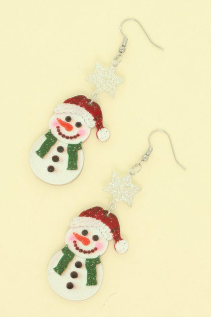 Christmas Acrylic Snowman Dangle Earrings