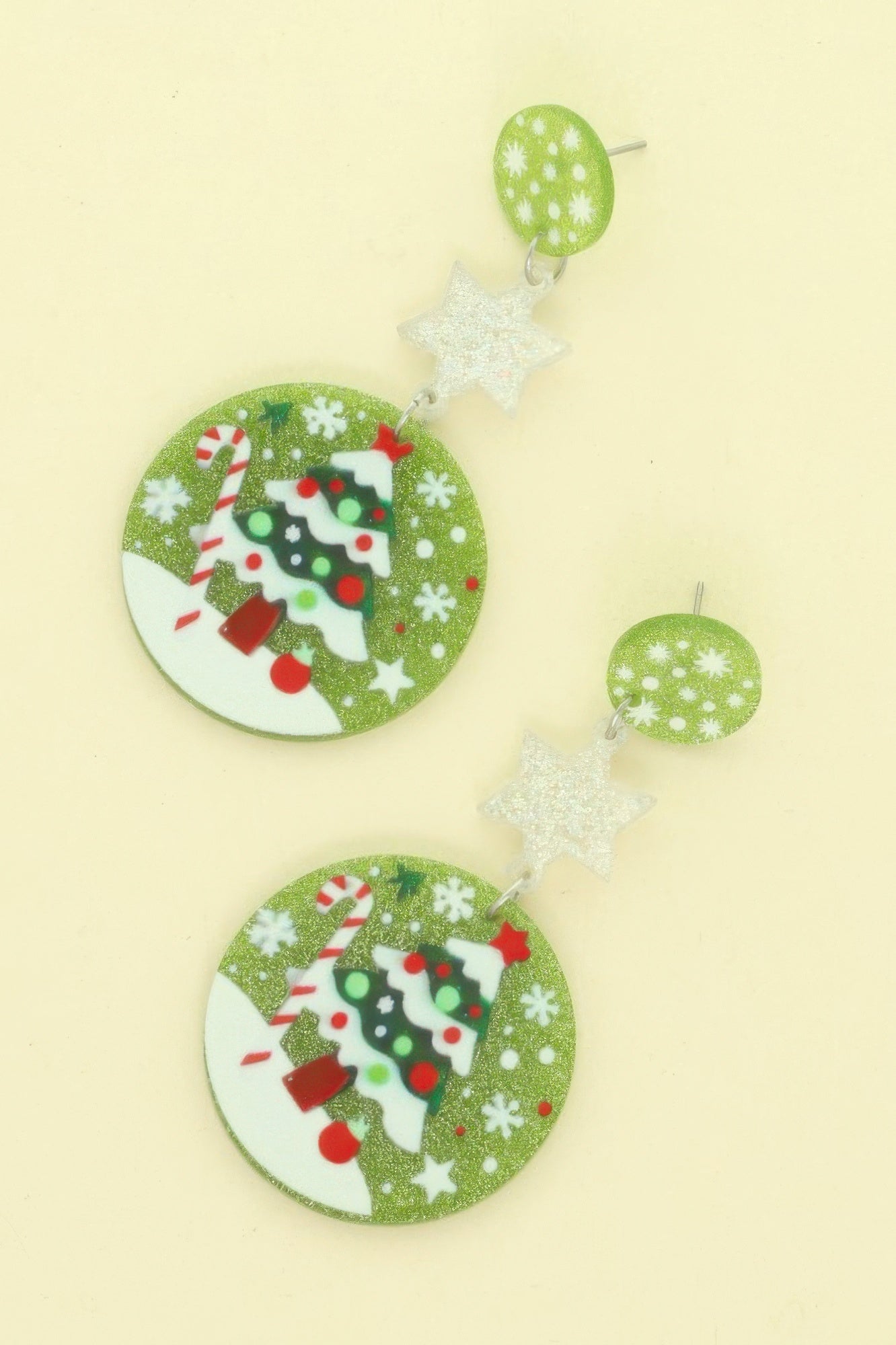 Christmas Tree Ornament Post Dangle Earrings