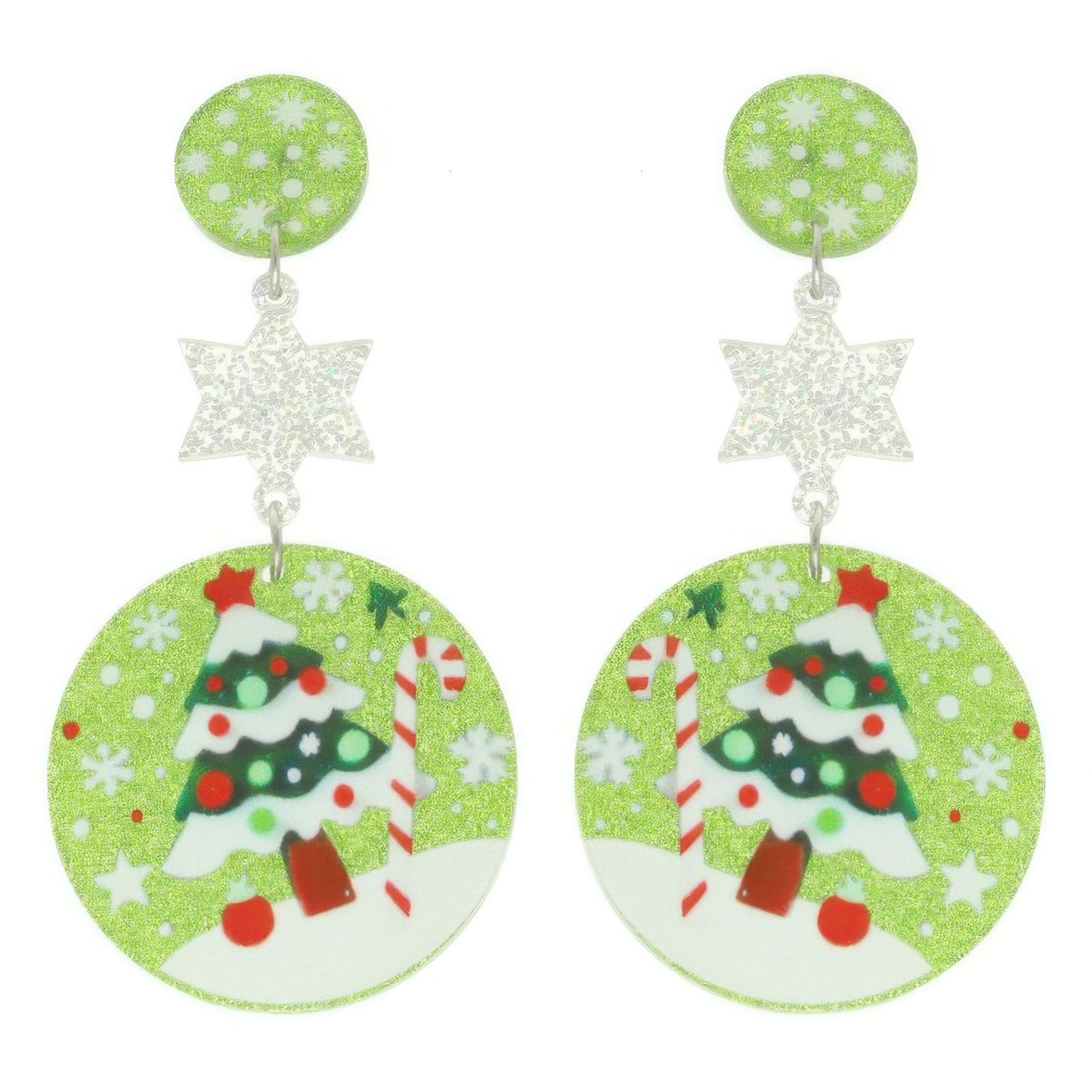 Christmas Tree Ornament Post Dangle Earrings