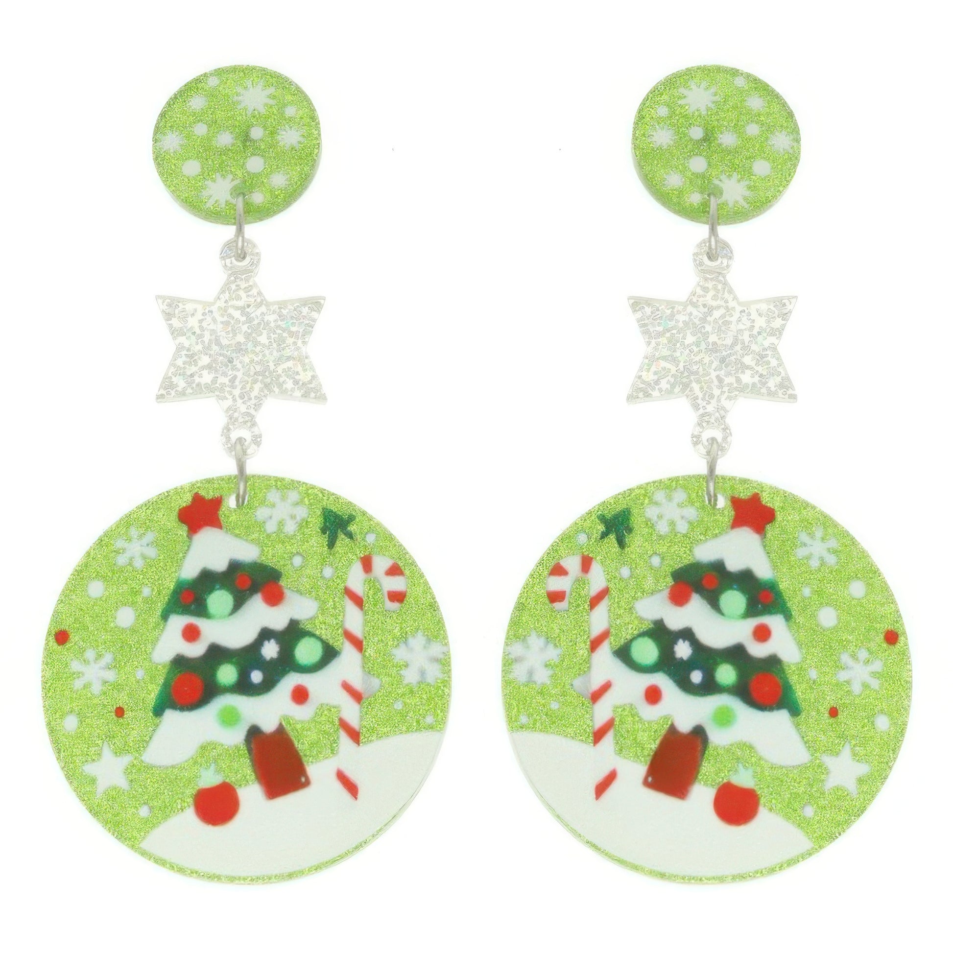 Christmas Tree Ornament Post Dangle Earrings