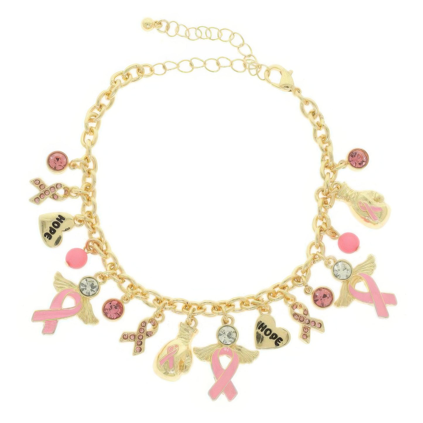 Pink Ribbon Charm Bracelet Set