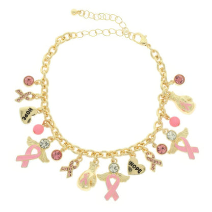 Pink Ribbon Charm Bracelet Set