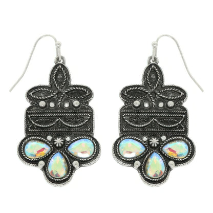Western Boot Stitch Concho Earrings