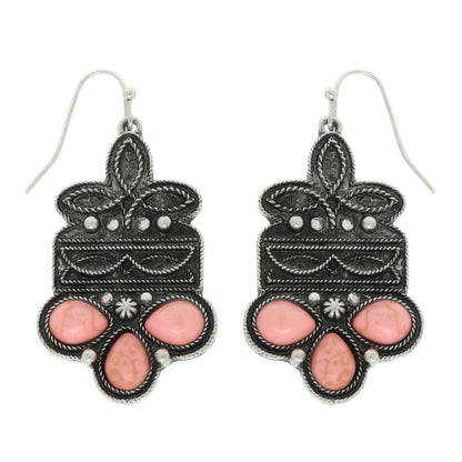 Western Boot Stitch Concho Earrings