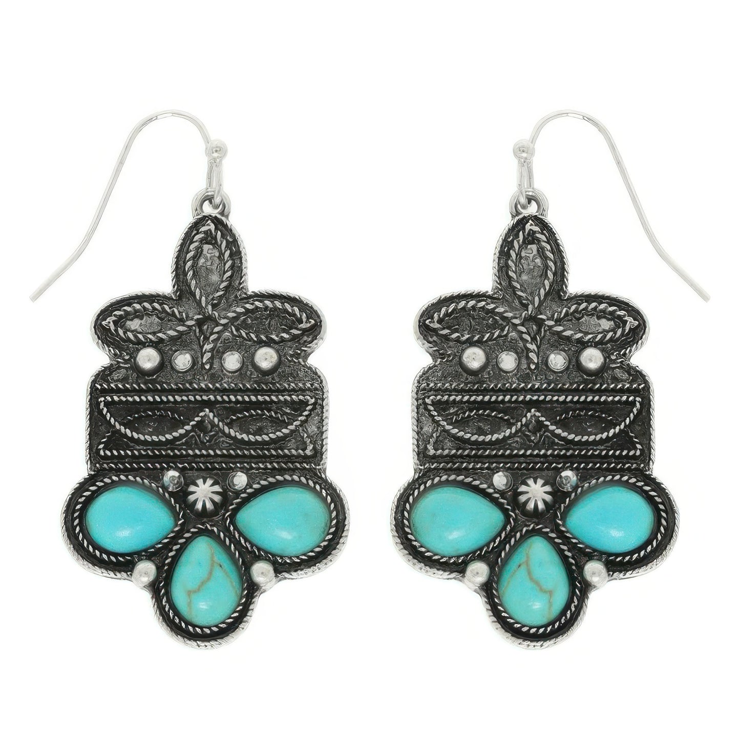 Western Boot Stitch Concho Earrings