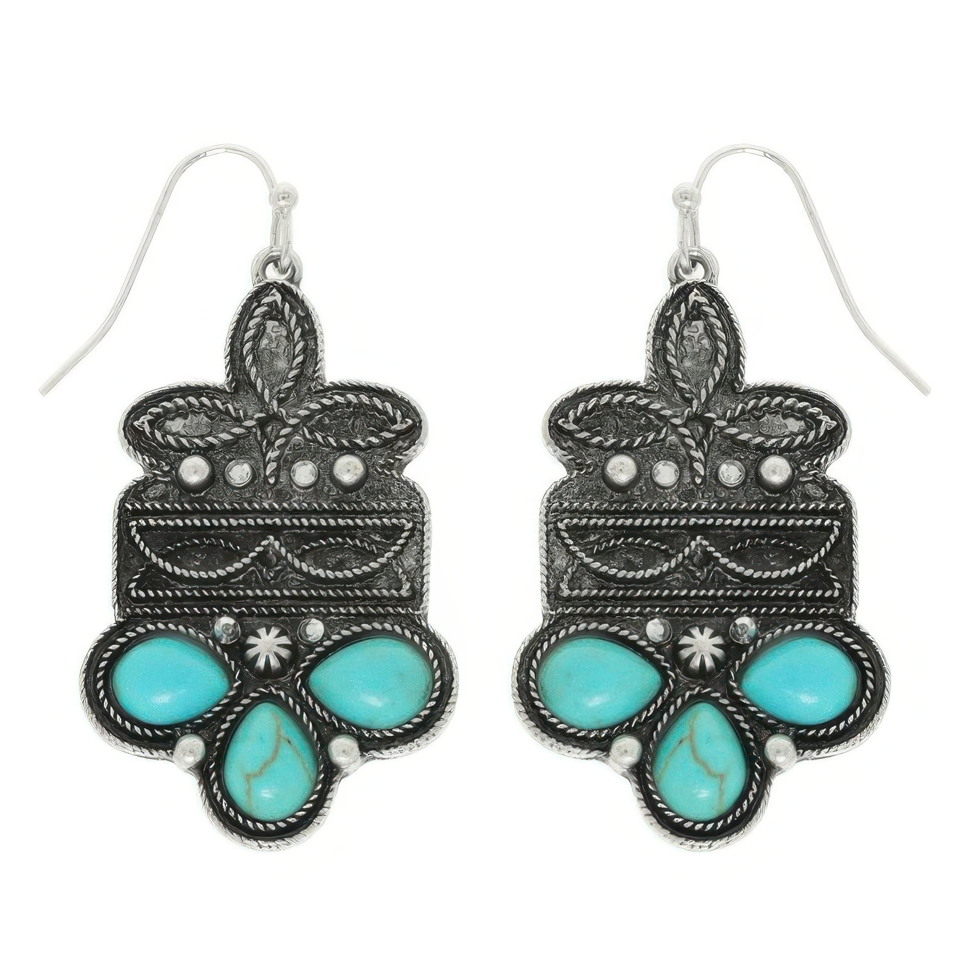 Western Boot Stitch Concho Earrings