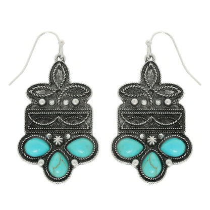 Western Boot Stitch Concho Earrings
