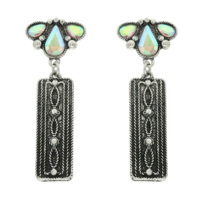 Western Jeweled Bar Dangle Concho Earrings