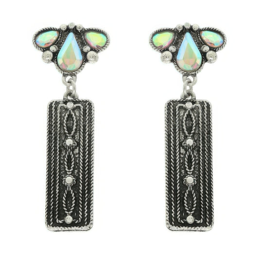 Western Jeweled Bar Dangle Concho Earrings
