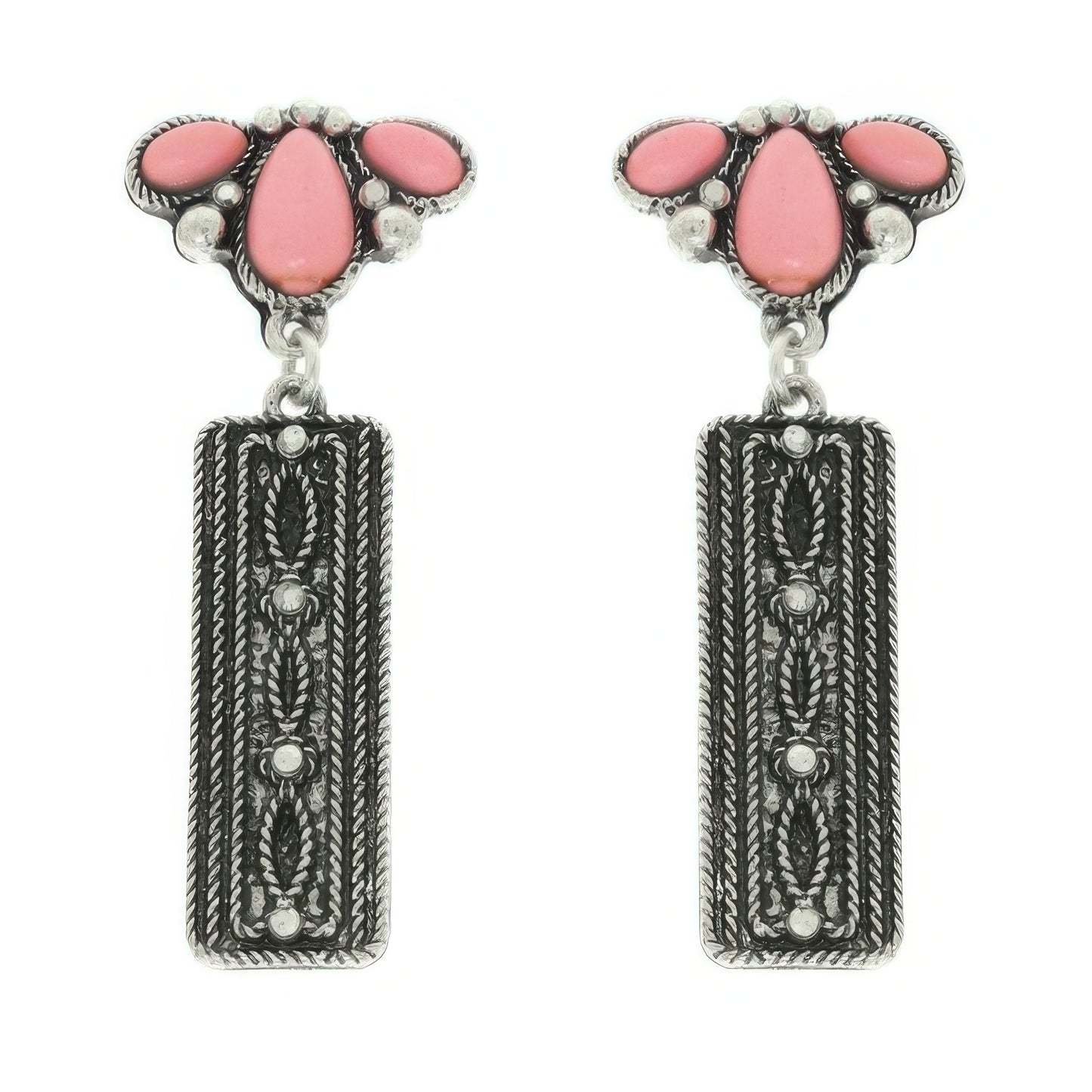 Western Jeweled Bar Dangle Concho Earrings
