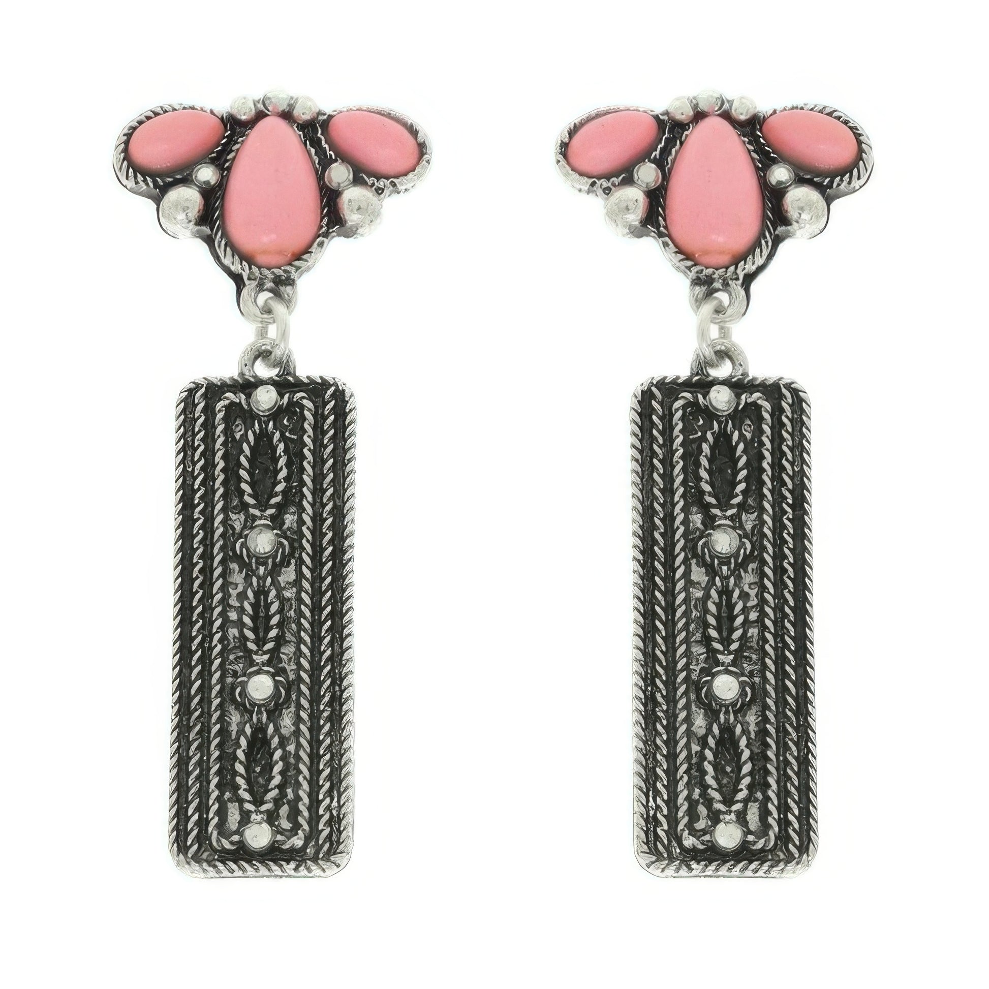 Western Jeweled Bar Dangle Concho Earrings