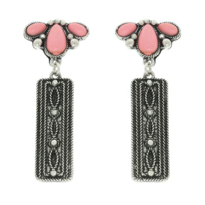Western Jeweled Bar Dangle Concho Earrings