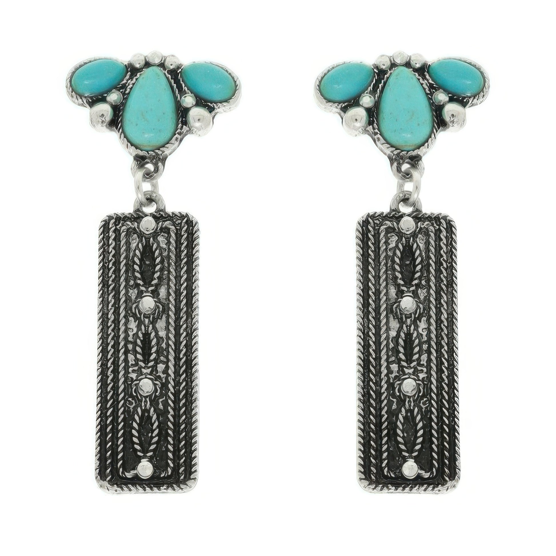 Western Jeweled Bar Dangle Concho Earrings